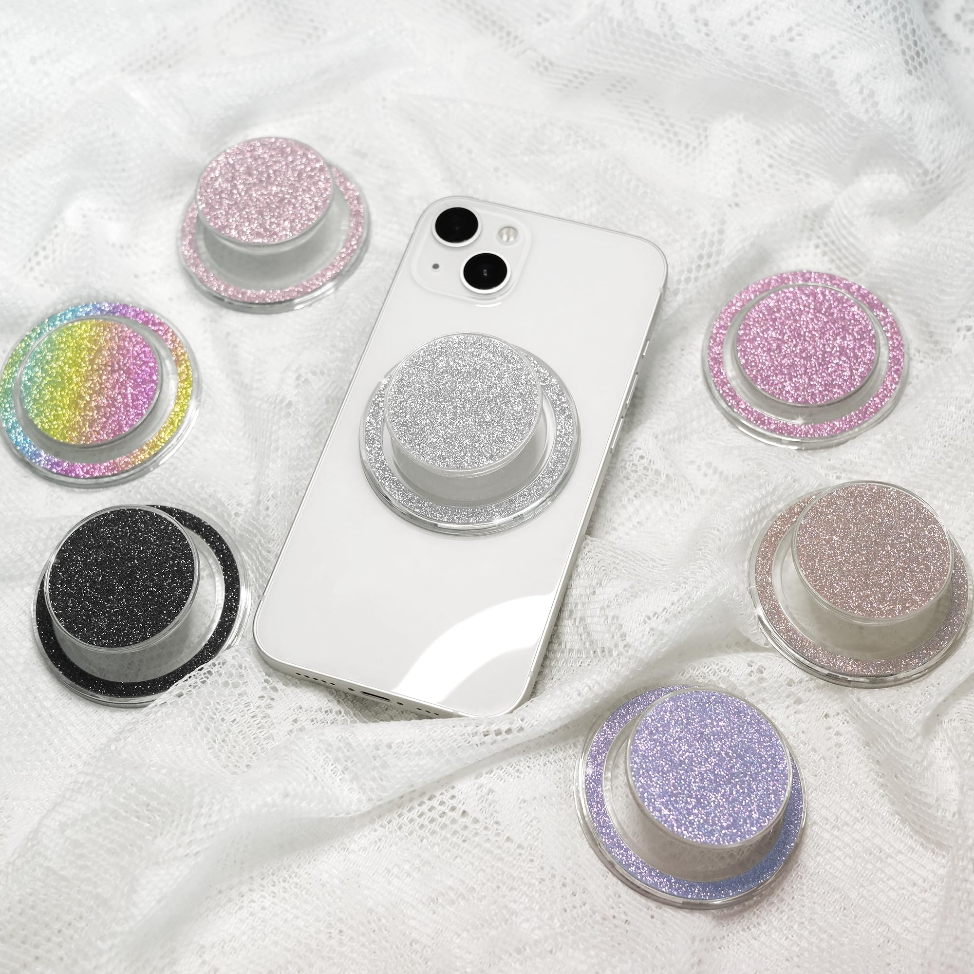 On The Grip Bling Bling Glitter Phone Grip & Stand - Elegant Magsafe Compatible Phone Holder For Secure Grip And Hands-Free View